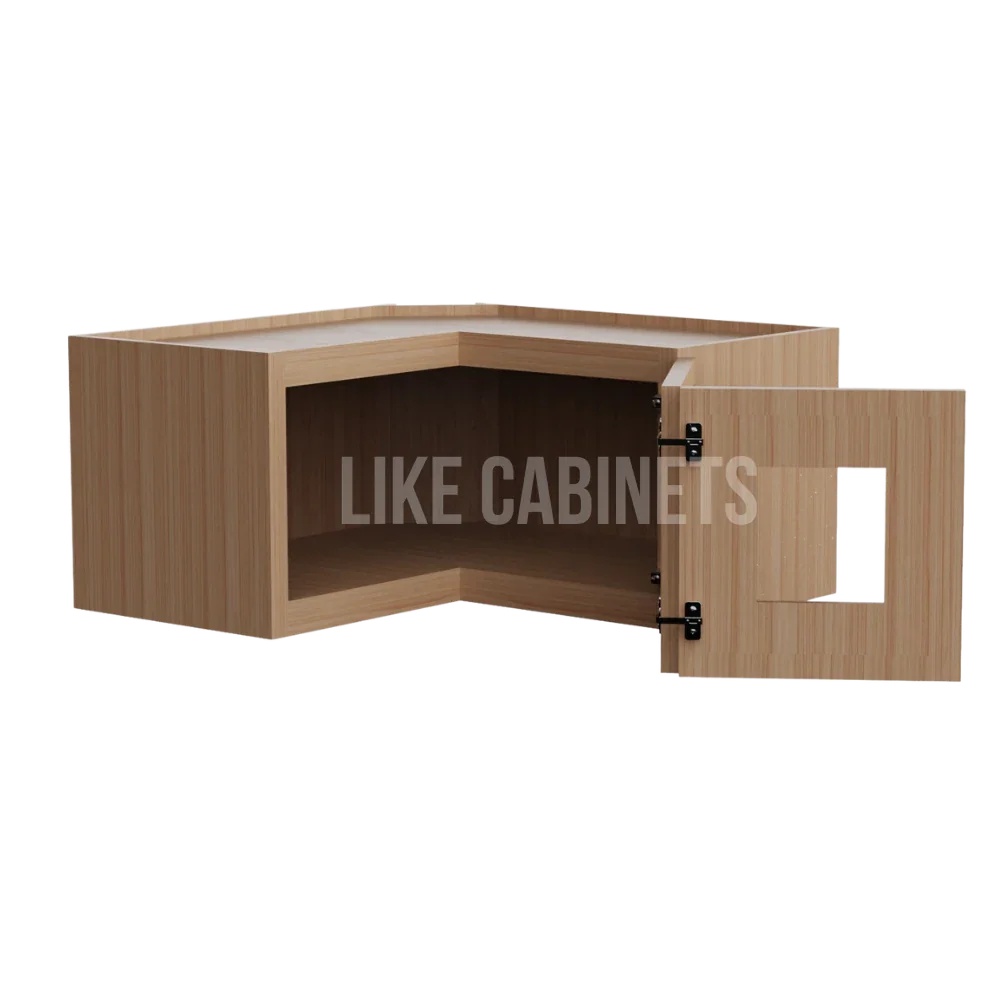 Slim White Oak Easy Reach Wall Cabinet with Glass Door