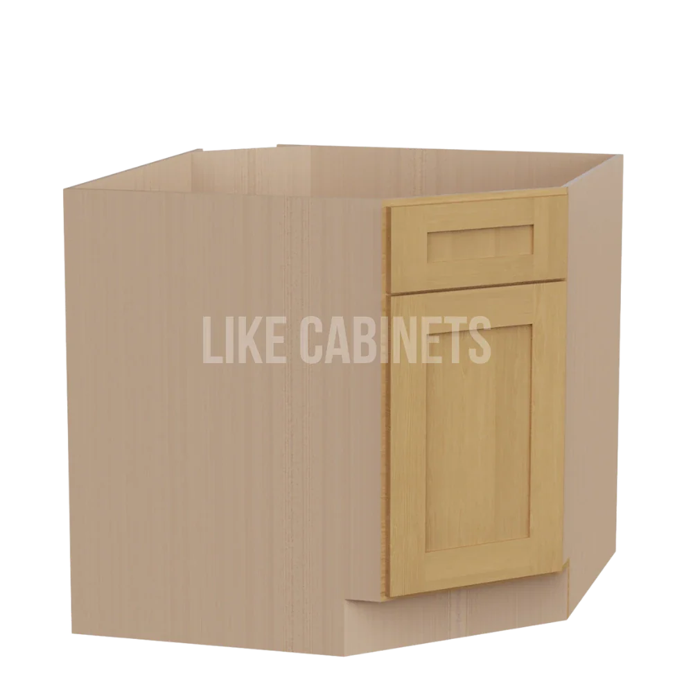 Treasure Chest Corner Sink Base Cabinet with False Drawer