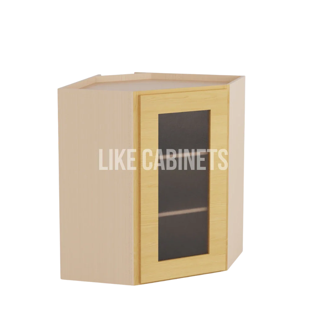 Treasure Chest Shaker 24'' W Diagonal Corner Wall Cabinet with Glass Door