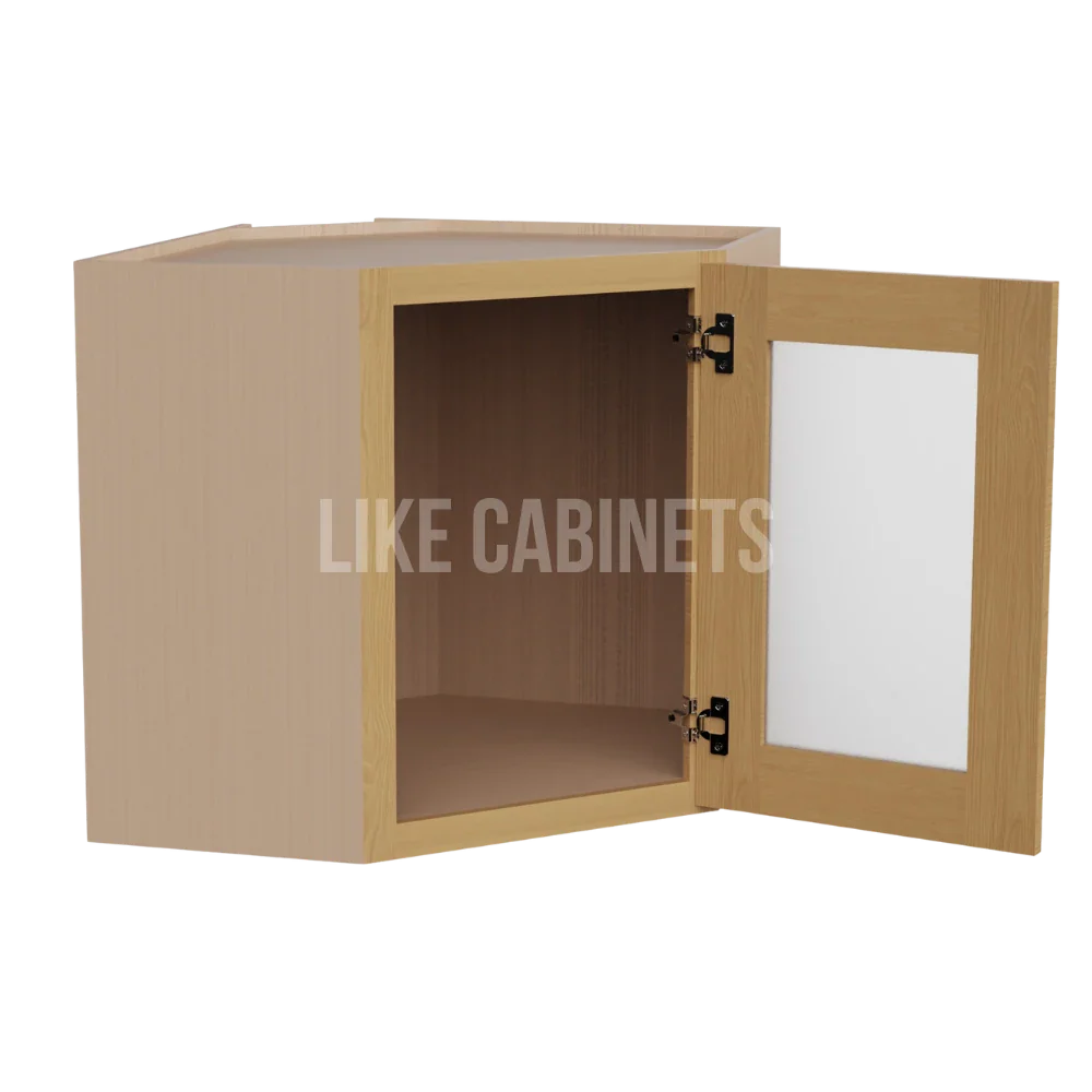 Treasure Chest Shaker 12''x 24'' Diagonal Corner Wall Shelf with Glass Door