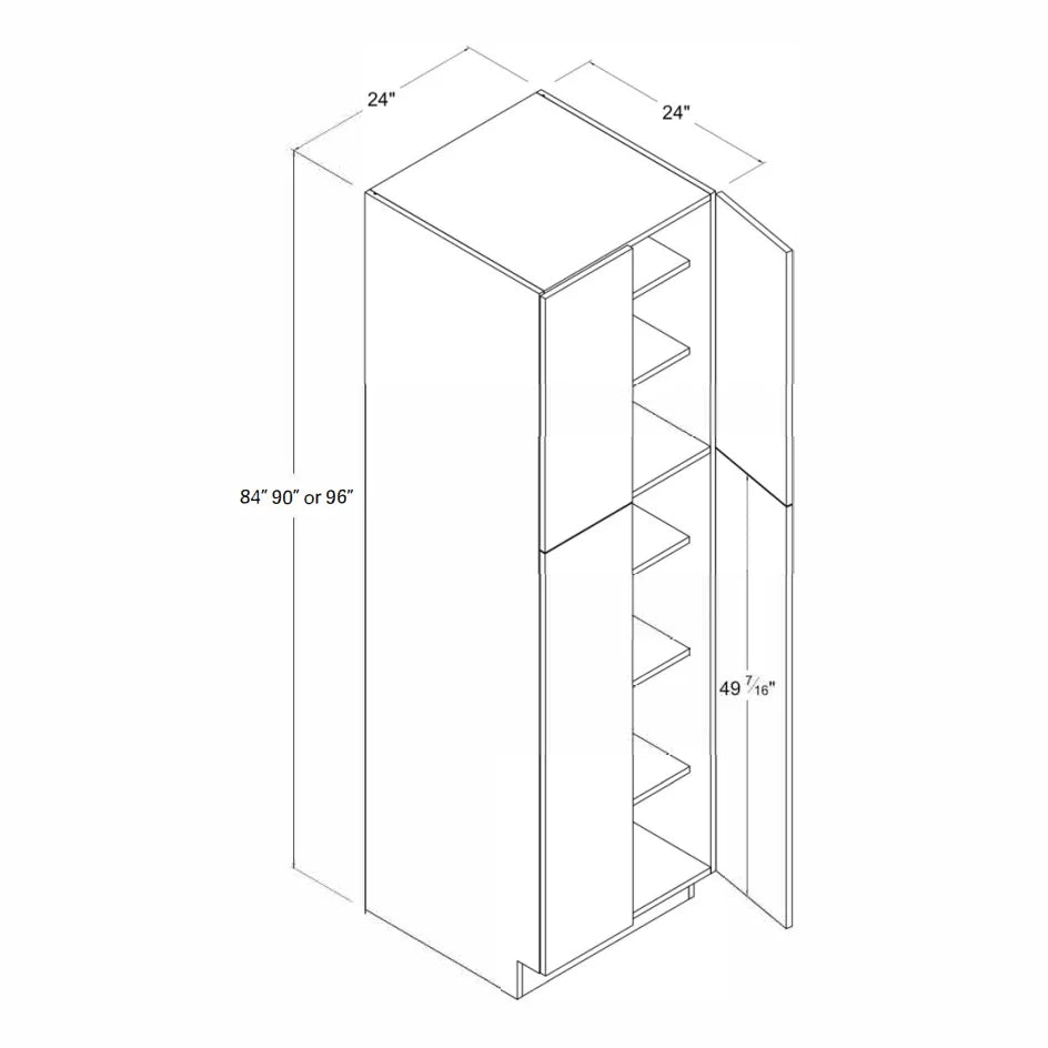 High Gloss White 24'' W Two Double Door Utility Pantry Cabinet