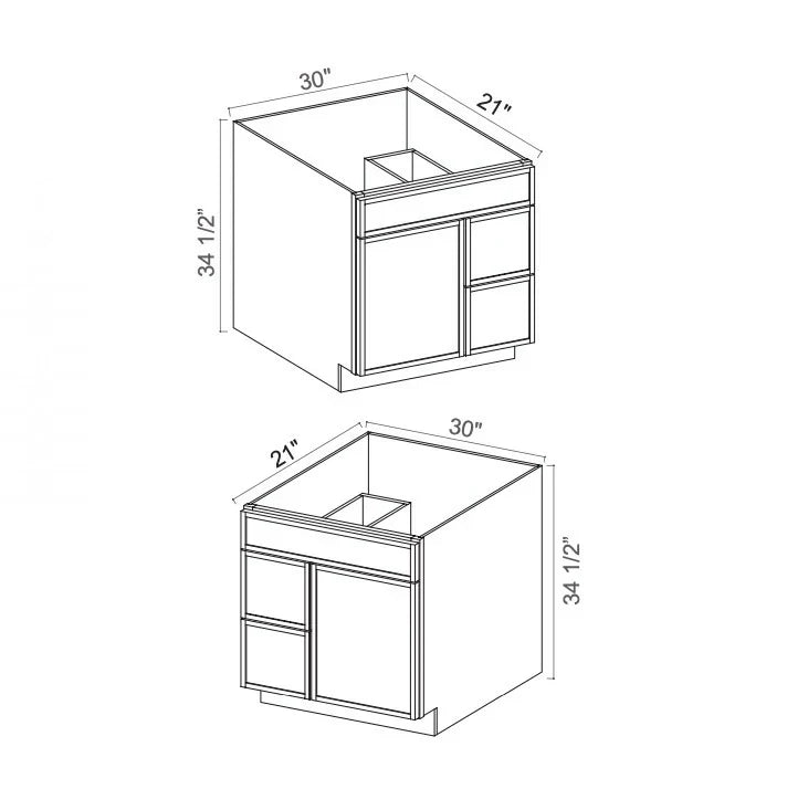 Slim White Oak 30'' W Vanity Combo with Drawers