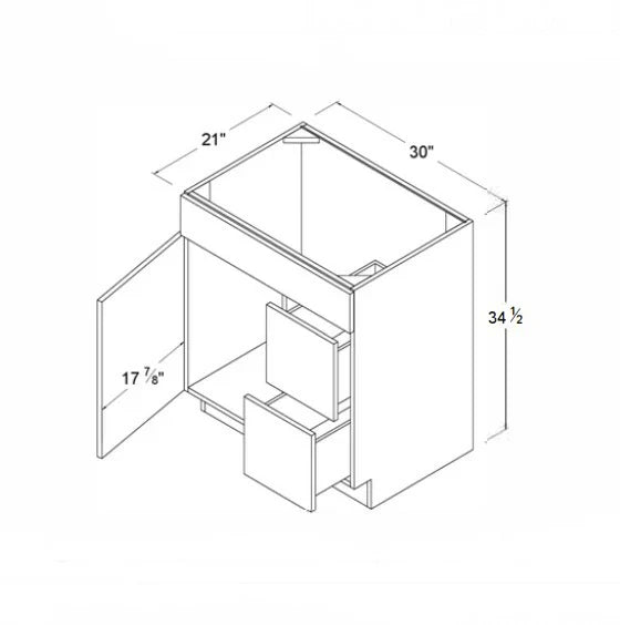 High Gloss Gray 30'' W Vanity Combo with Drawers