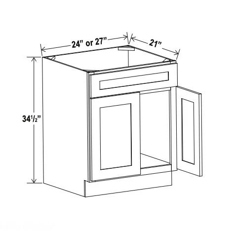 Double Smokey Gray Single Vanity Sink Base Cabinet