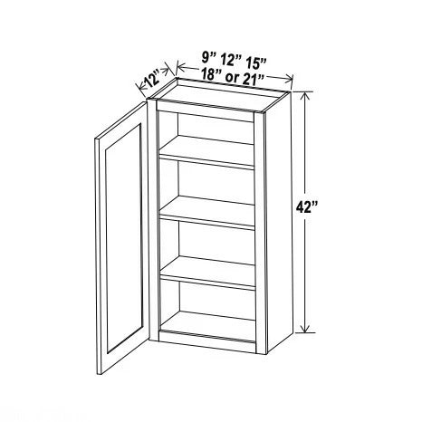 Double Smokey Gray 42'' H Single Door Wall Cabinet