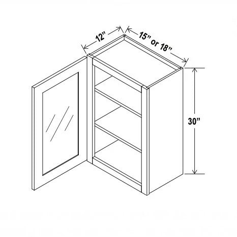 Shaker Espresso 30'' H Single Door Wall Cabinet with Glass Door