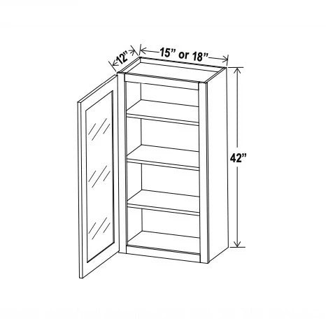 Iron Black 42'' H Single Door Wall Cabinet with Glass Door