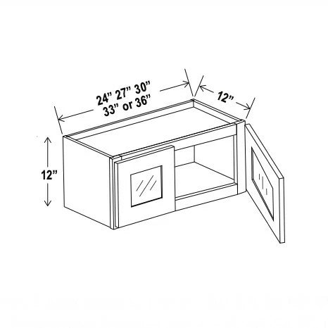 Iron Black Shaker 12''H Double Door Wall Cabinet whit Glass Doors