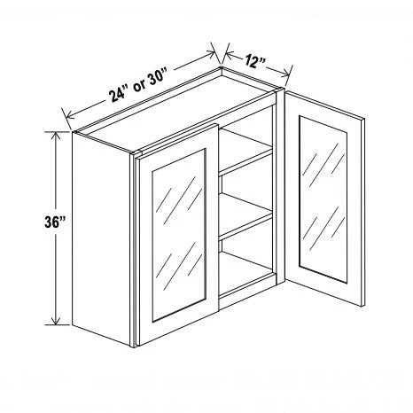 Iron Black 36'' H Double Door Wall Cabinet with Glass Doors