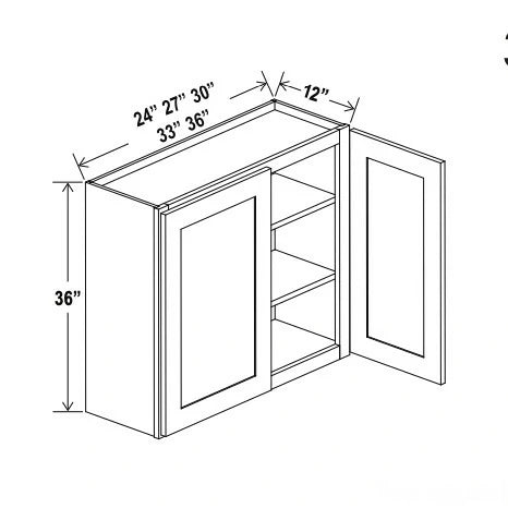 Aston Green Shaker Double Door Wall Cabinets 36''H, 12''D