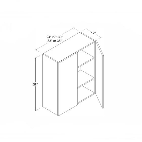 High Gloss Gray Double Door Wall Cabinets 36''H, 12''D