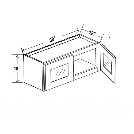 Shaker Espresso 18'' H Double Door Wall Cabinet With Glass Doors