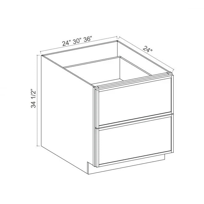 Slim Aston Green Two Drawer Base