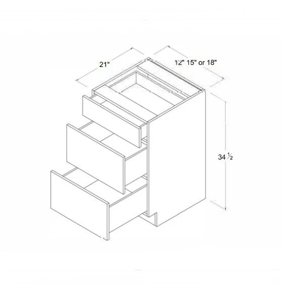 High Gloss White Vanity Three Drawer Base Cabinet