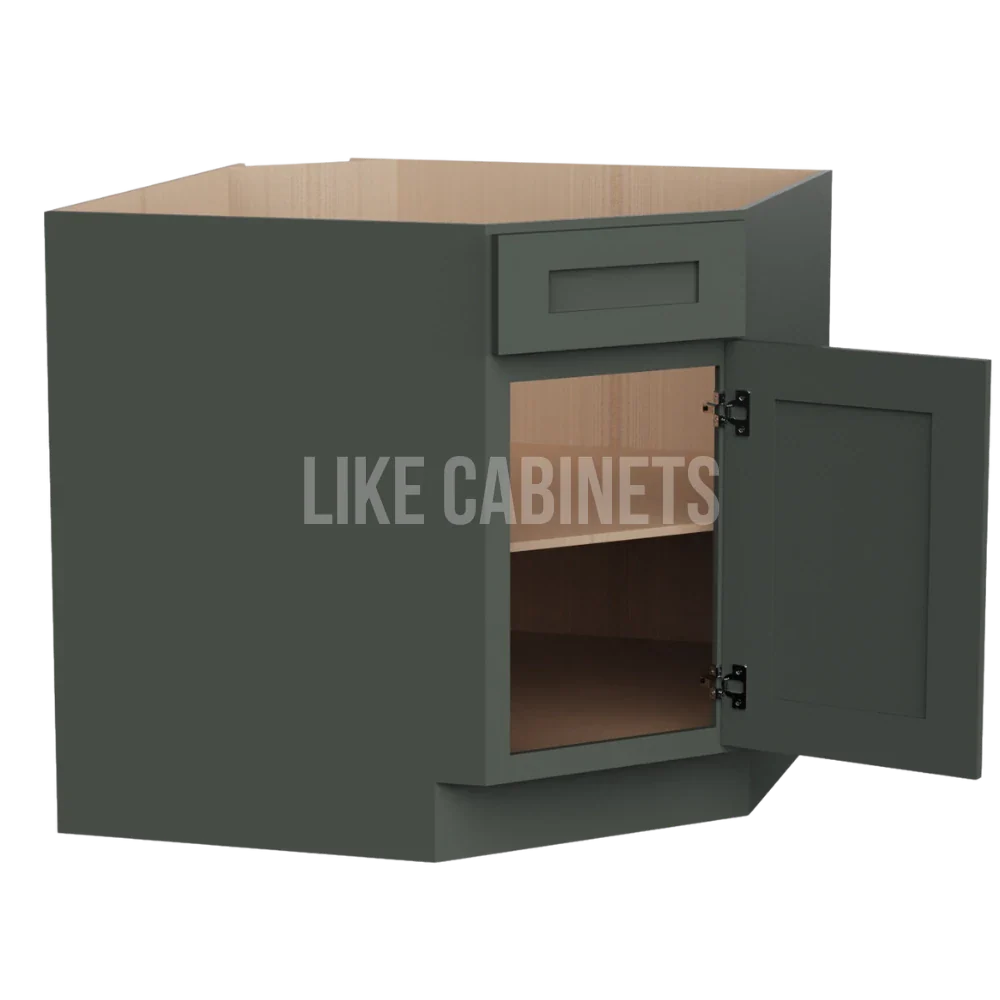 Aston Green Corner Sink Base Cabinet with False Drawer