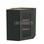 Aston Green 24'' W Diagonal Corner Wall Cabinet with Glass Door