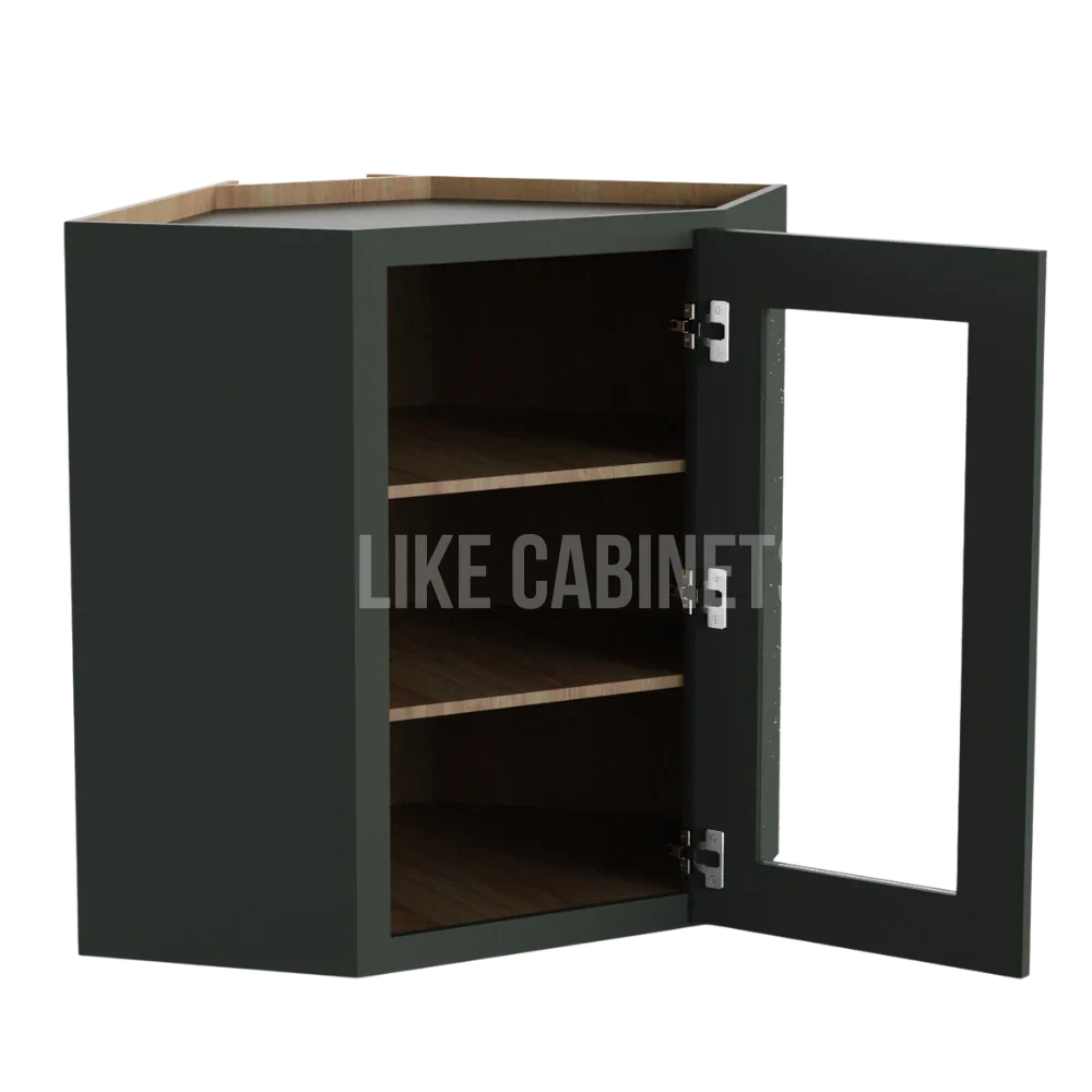 Aston Green 24'' Diagonal Corner Wall Cabinet with Glass Door