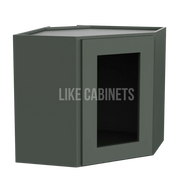 Aston Green 12''x 24'' Diagonal Corner Wall Shelf with Glass Door