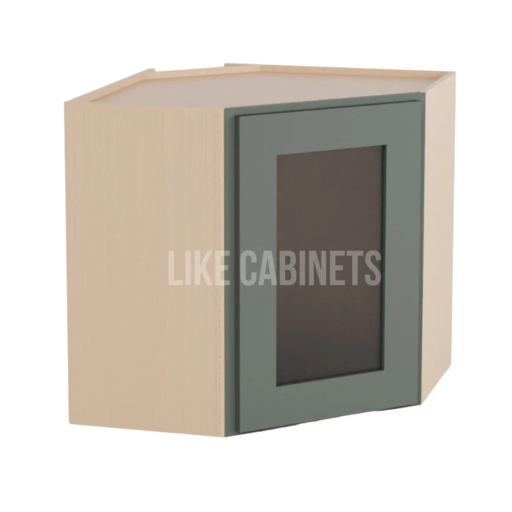 Aston Green 12''x 24'' Diagonal Corner Wall Shelf with Glass Door