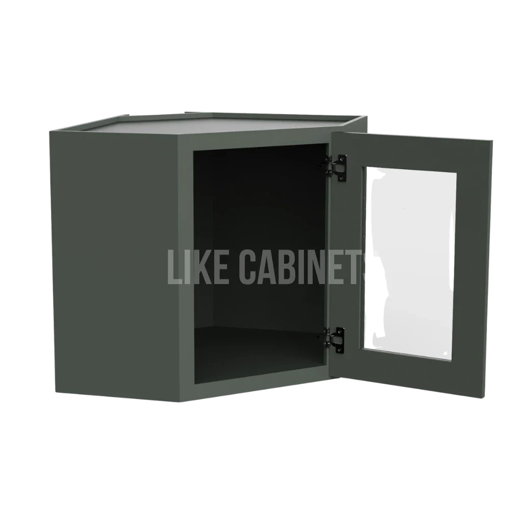 Aston Green 12''x 24'' Diagonal Corner Wall Shelf with Glass Door