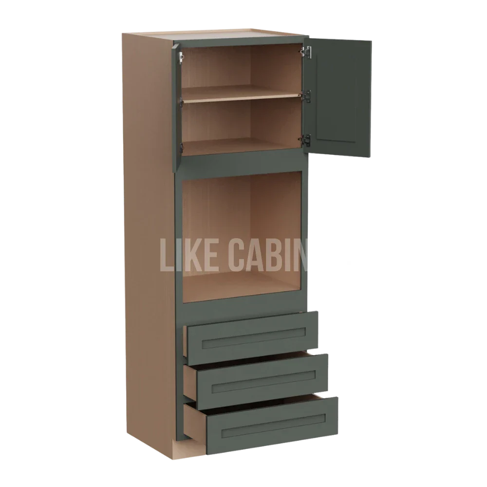 Aston Green 30'' W Oven Pantry Cabinet with Three Drawers