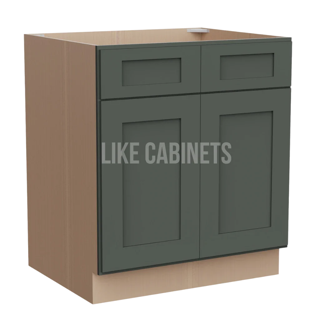 Aston Green Sink Base With Double Doors and False Drawers