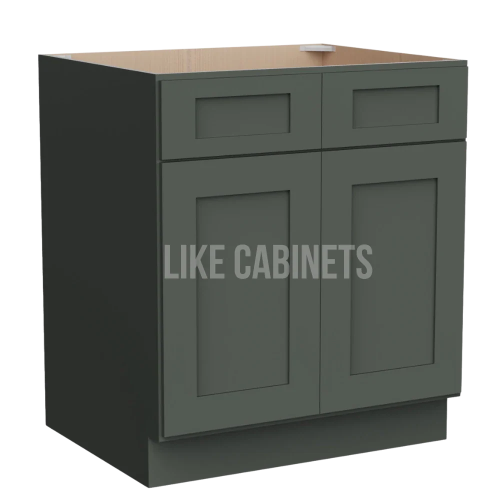 Aston Green Sink Base With Double Doors and False Drawers