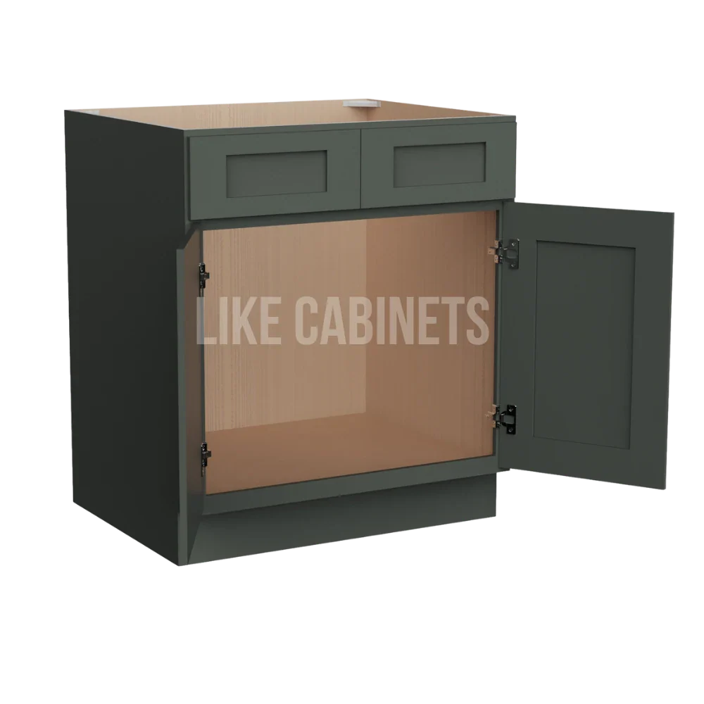 Aston Green Sink Base With Double Doors and False Drawers