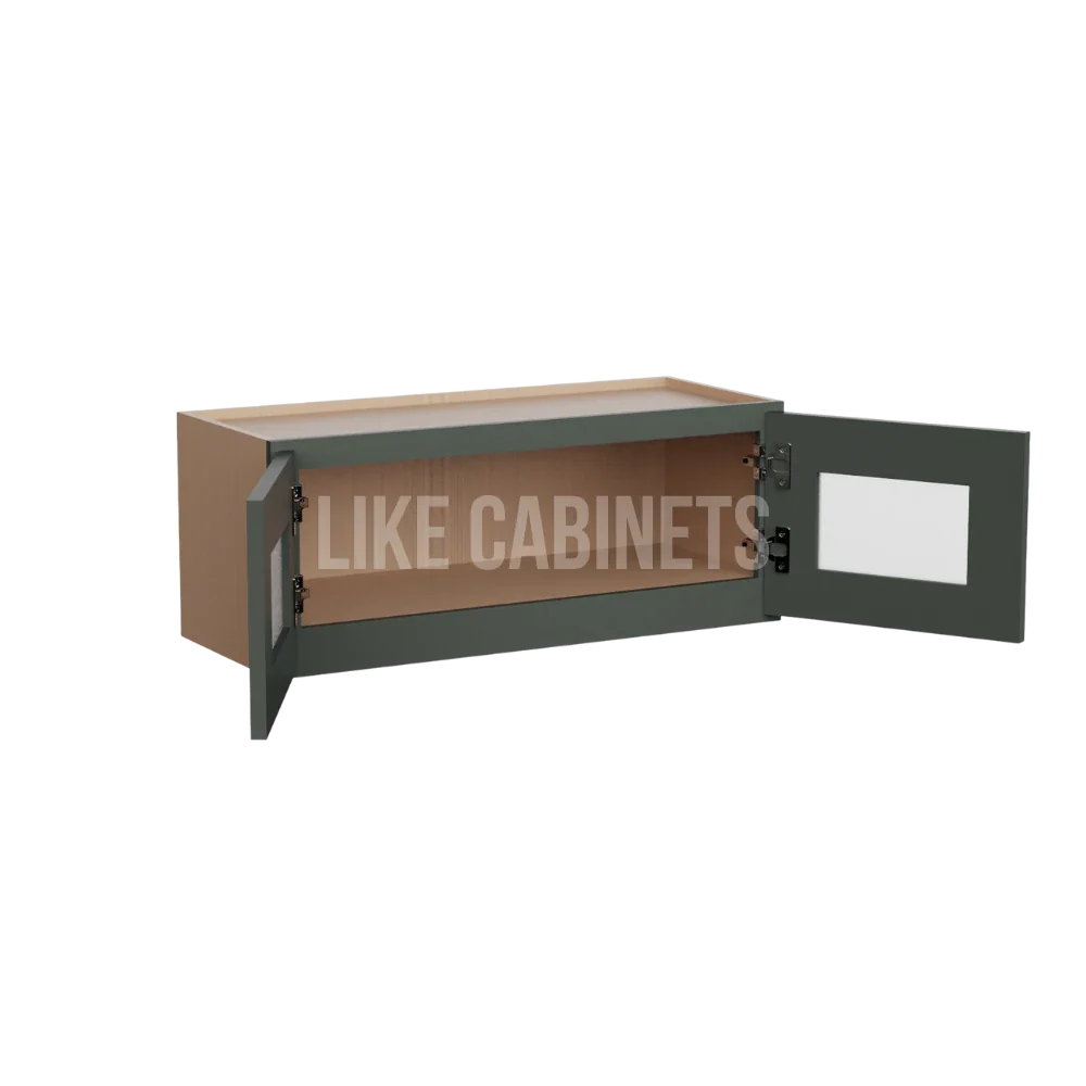 Aston Green Shaker 12''H Double Door Wall Cabinet Glass Doors