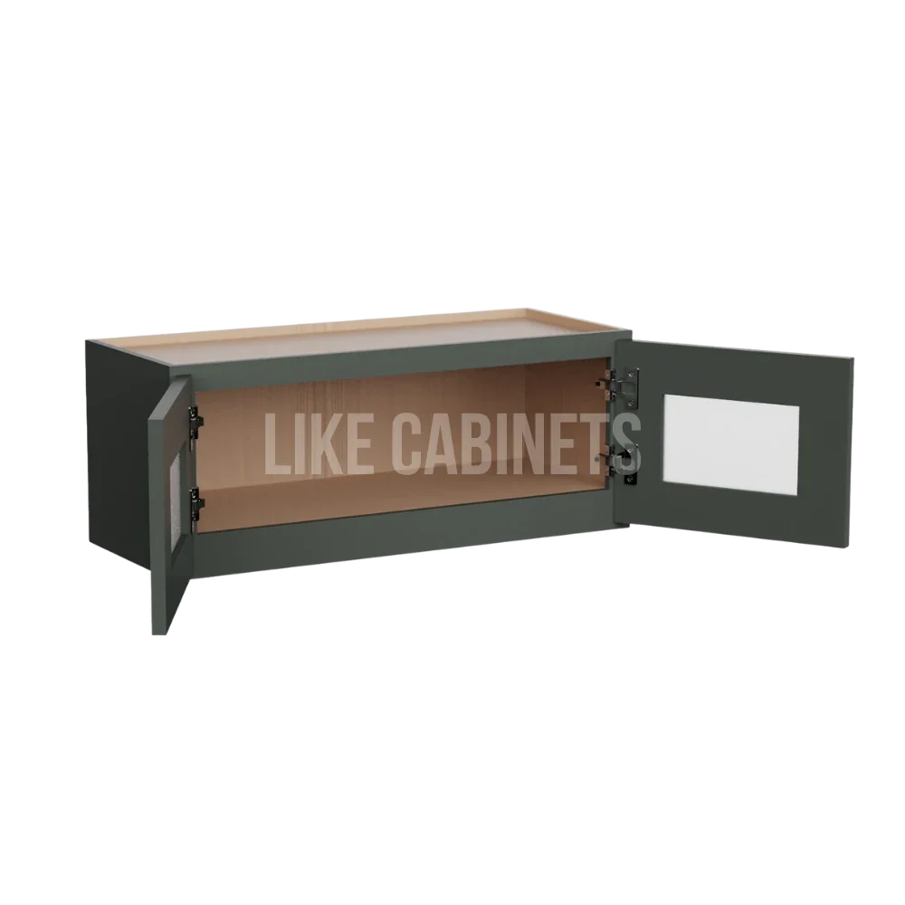 Aston Green Shaker 12''H Double Door Wall Cabinet Glass Doors