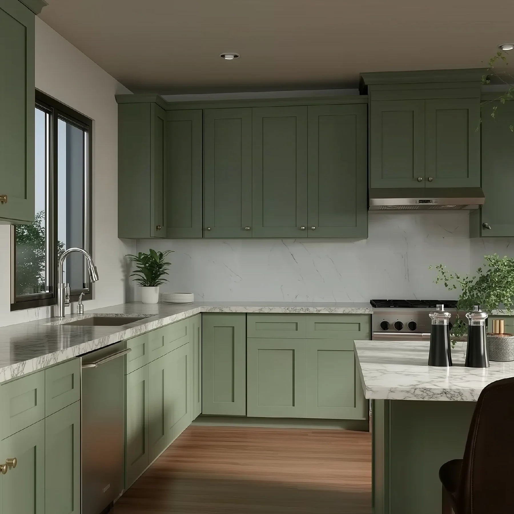 Aston Green Shaker 12''H Double Door Wall Cabinet Glass Doors