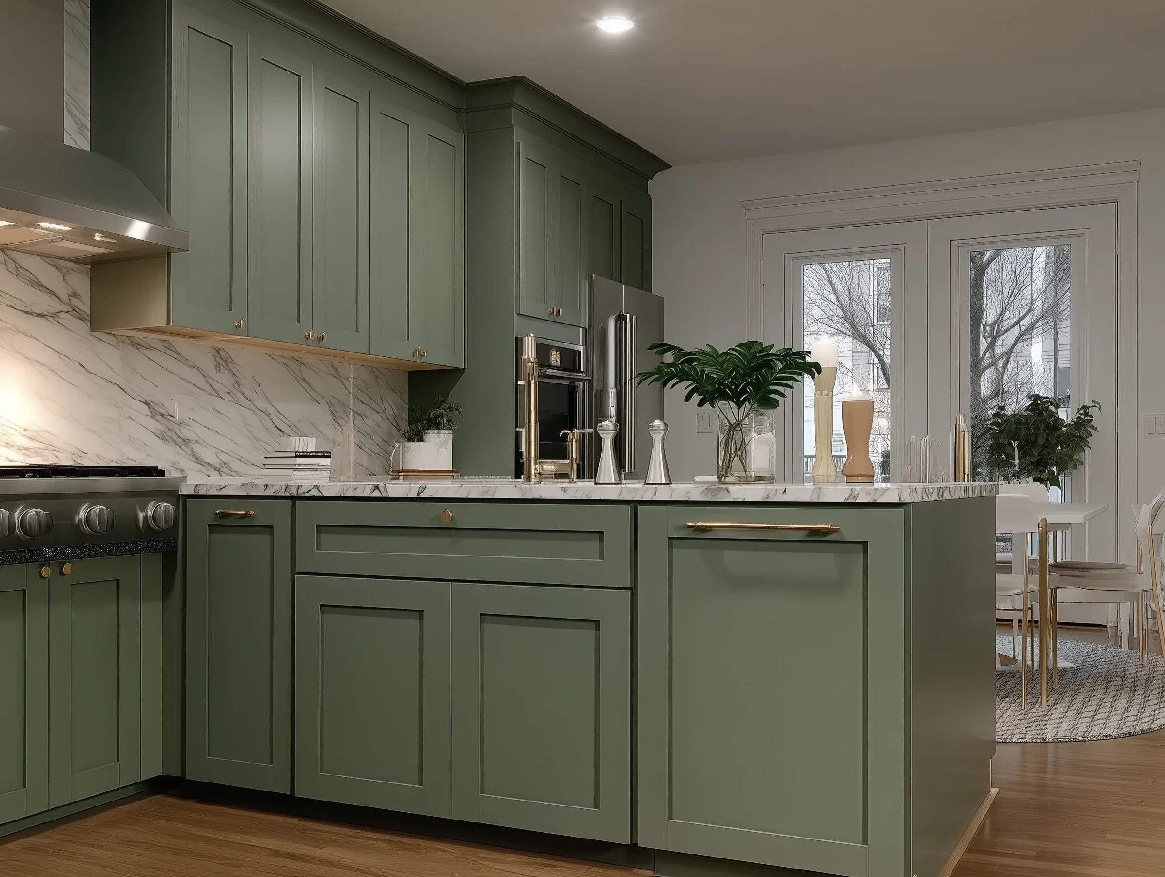 Aston Green Shaker 12''H Double Door Wall Cabinet Glass Doors