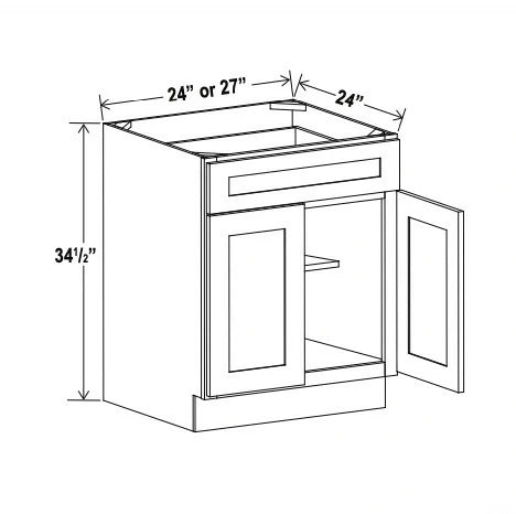 Aston Green Shaker Base Cabinet with Double Doors & Single Drawer