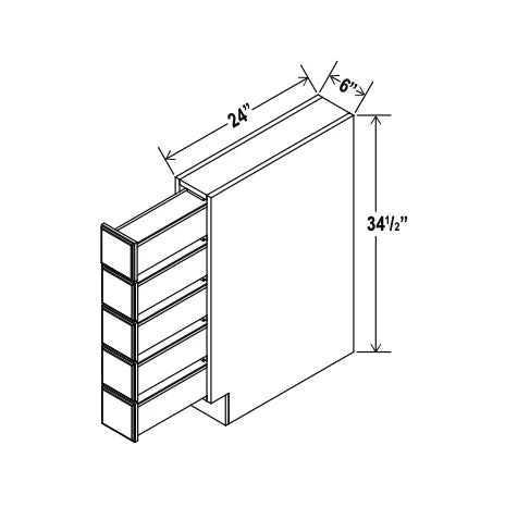 Charleston White Raised Panel Base Spice Cabinet with 5 Drawers