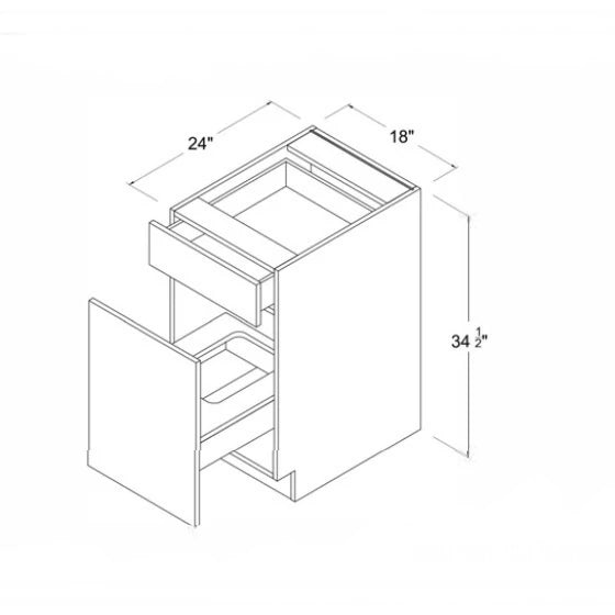 Frameless Gloss Gray Trash Base Cabinet