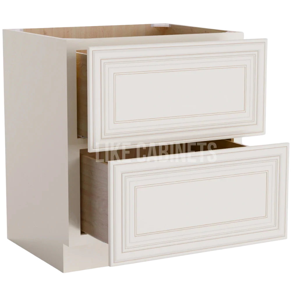 Charleston White Raised Panel Two Drawer Base