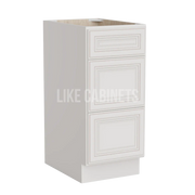 Charleston White Raised Panel Vanity Three Drawer Base Cabinet