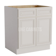 Charleston White Raised Panel Base Cabinet with Double Doors and Drawers
