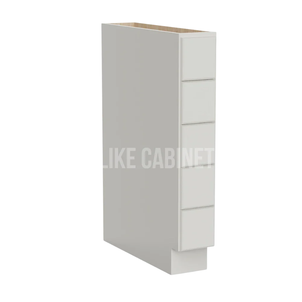 Charleston White Raised Panel Base Spice Cabinet with 5 Drawers