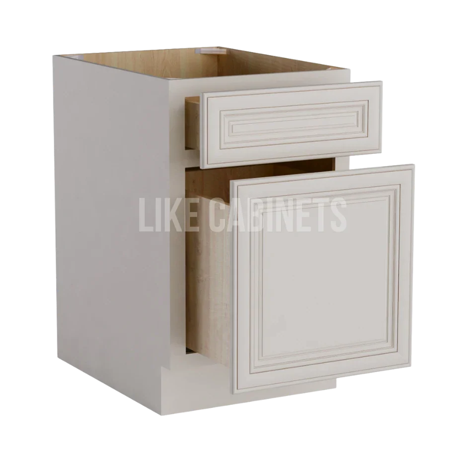 Charleston White Raised Panel Two Drawer Document File Base Cabinet