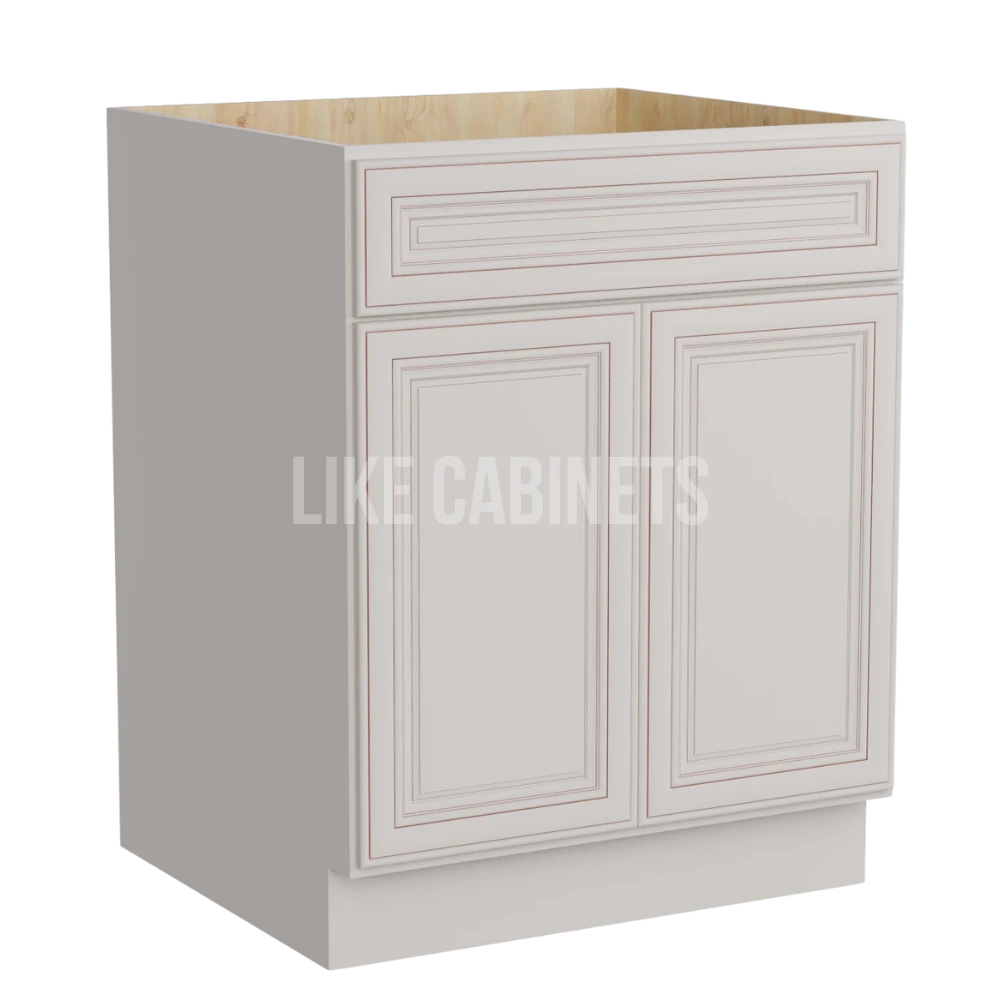 Charleston White Sink Base with Double Doors and False Drawer
