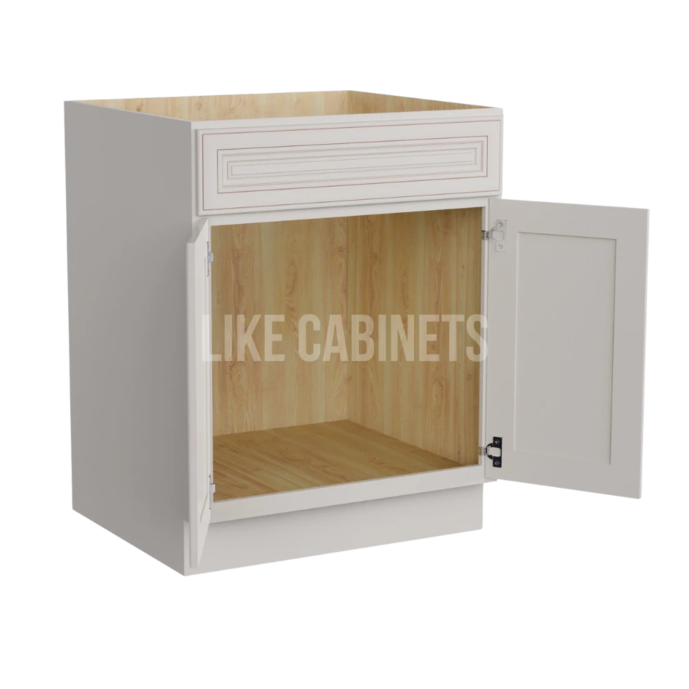 Charleston White Sink Base with Double Doors and False Drawer