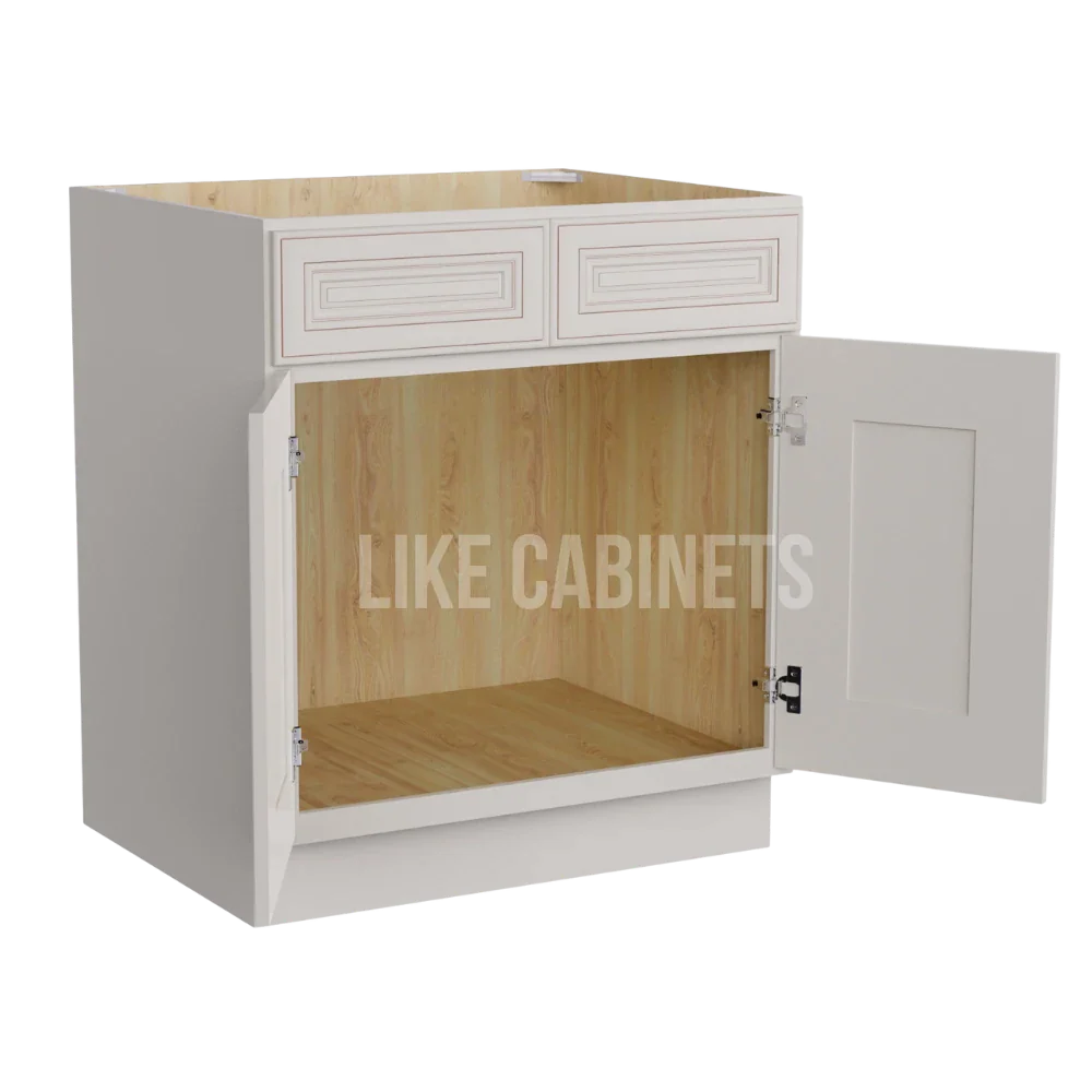 Charleston White Sink Base With Double Doors and False Drawers