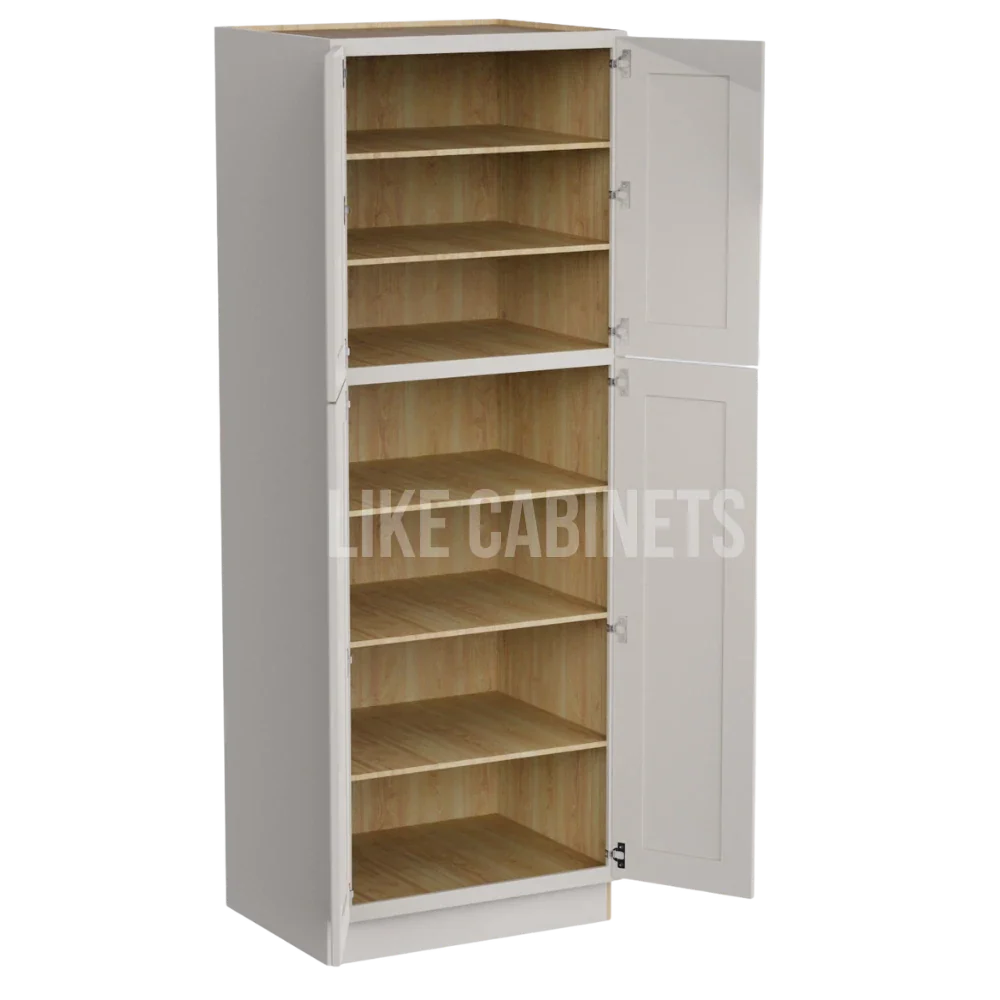 Charleston White Raised Panel 30'' W Utility Pantry Cabinet