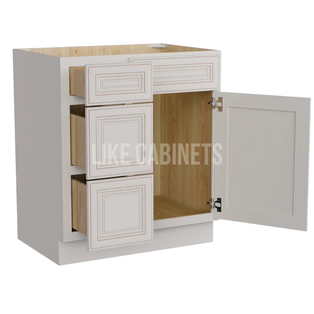 Charleston White Raised Panel 30'' W Vanity Combo with Drawers