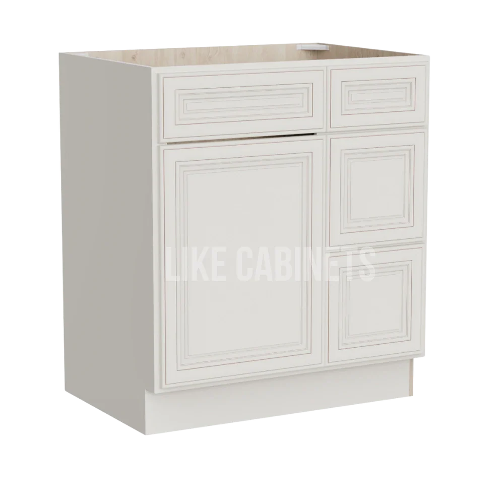 Charleston White Raised Panel 30'' W Vanity Combo with Drawers