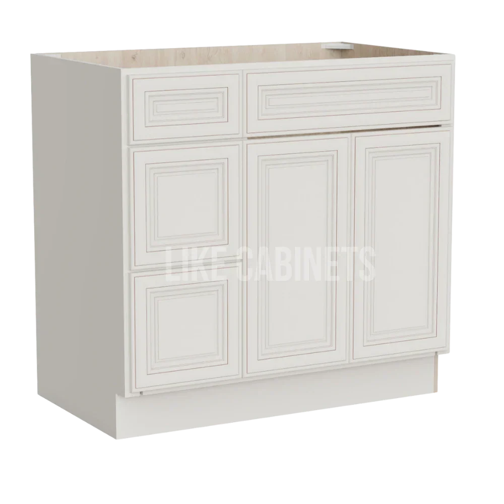 Charleston White Raised Panel 33'' W Vanity Combo with Drawers