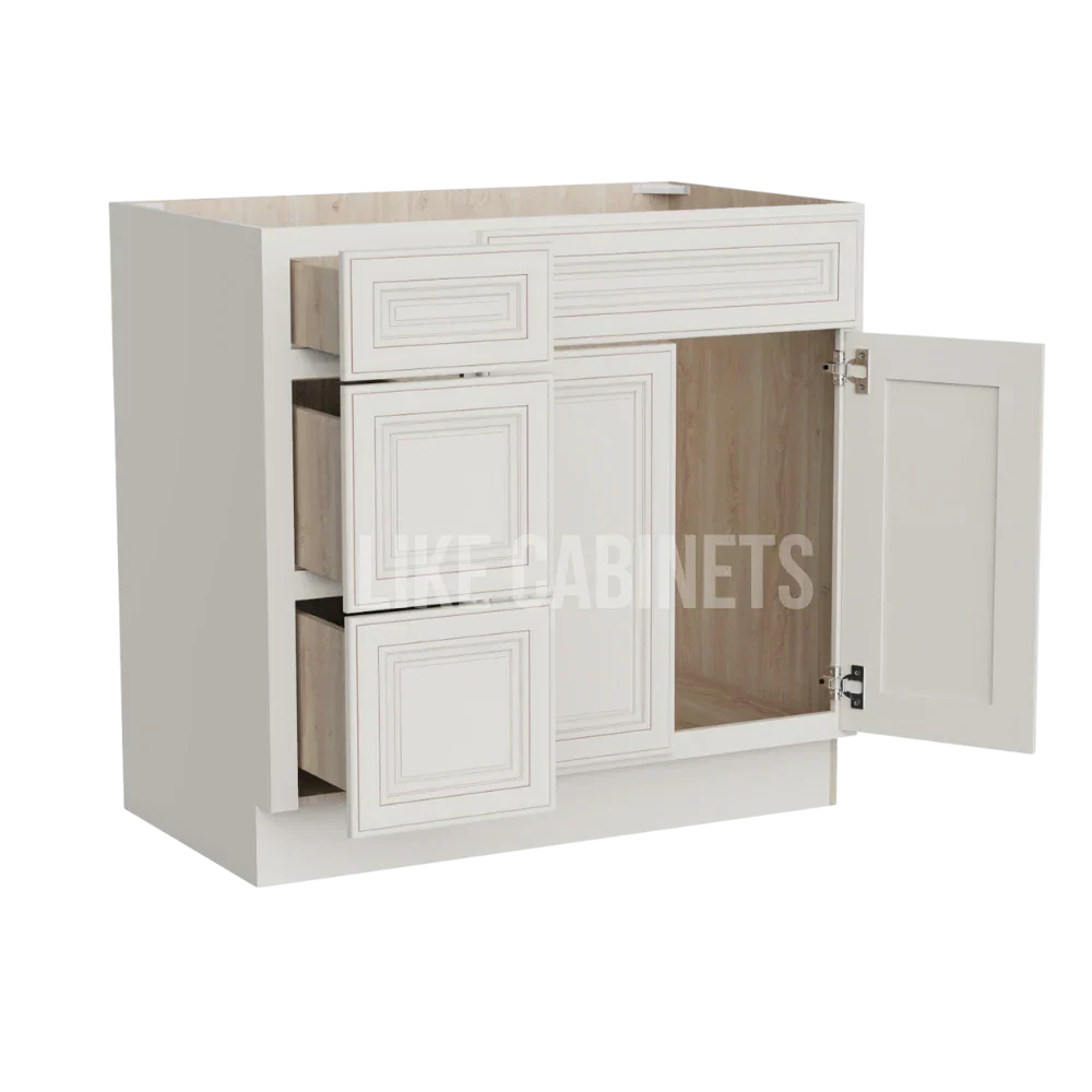 Charleston White Raised Panel 33'' W Vanity Combo with Drawers