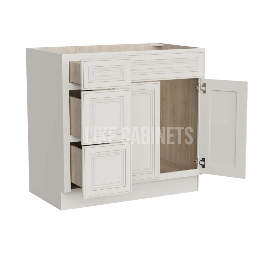 Charleston White Raised Panel 36'' W Vanity Combo with Drawers