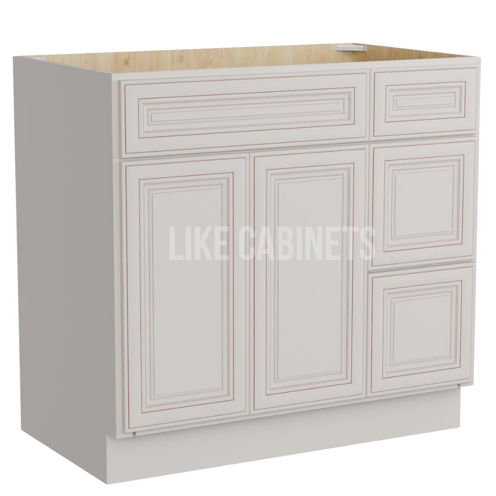Charleston White Raised Panel 36'' W Vanity Combo with Drawers
